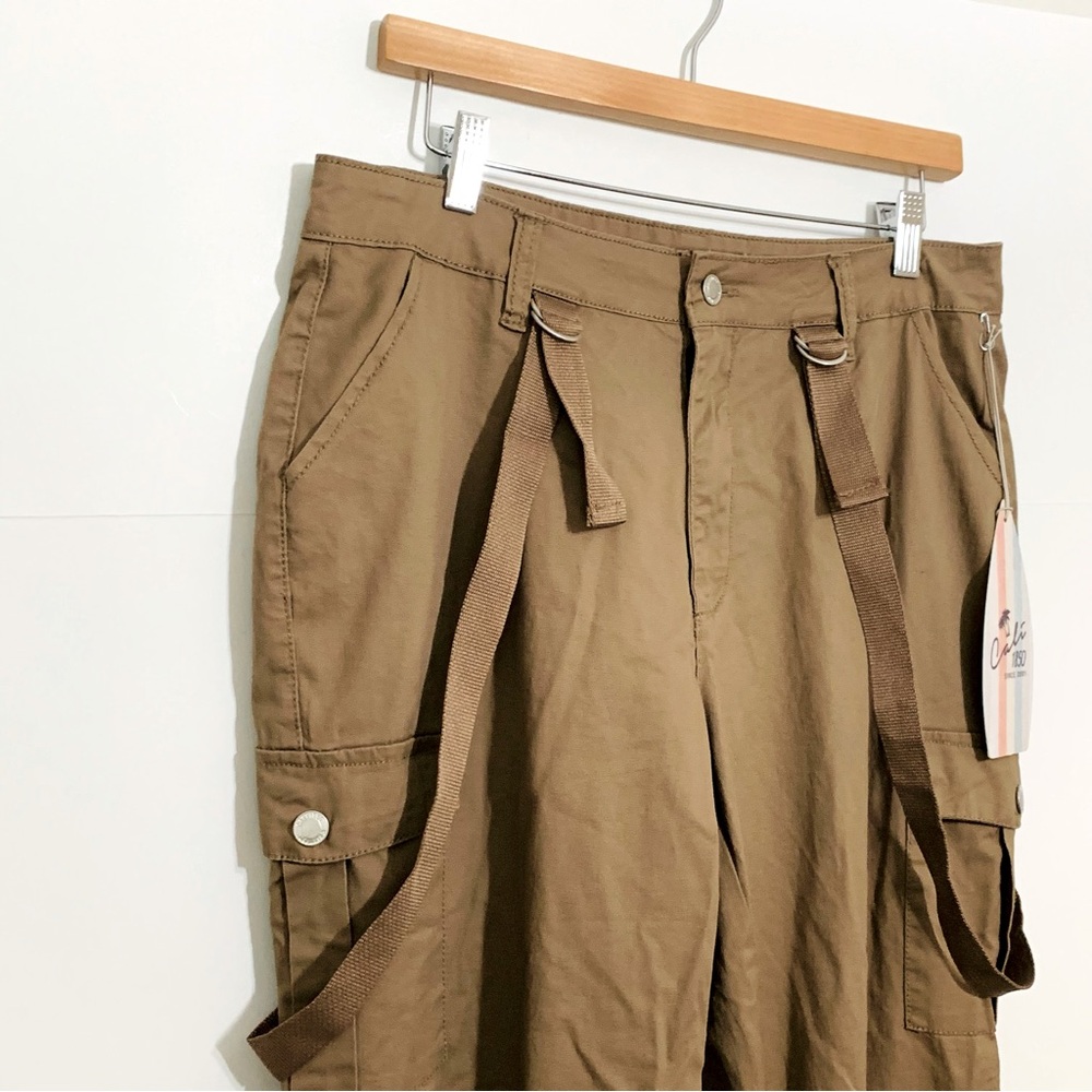 Cargo Pants Cali 1850 Suspender Brown Twill   Large Pockets High Rise Large NWT - Picture 2 of 16